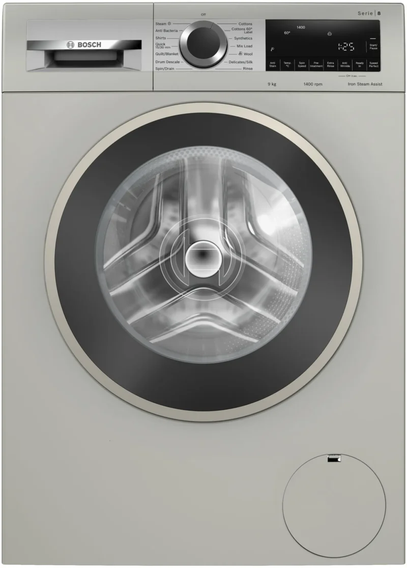 WGA2440XIN - Series 8 washing machine, front loader 9 kg , Silver inox